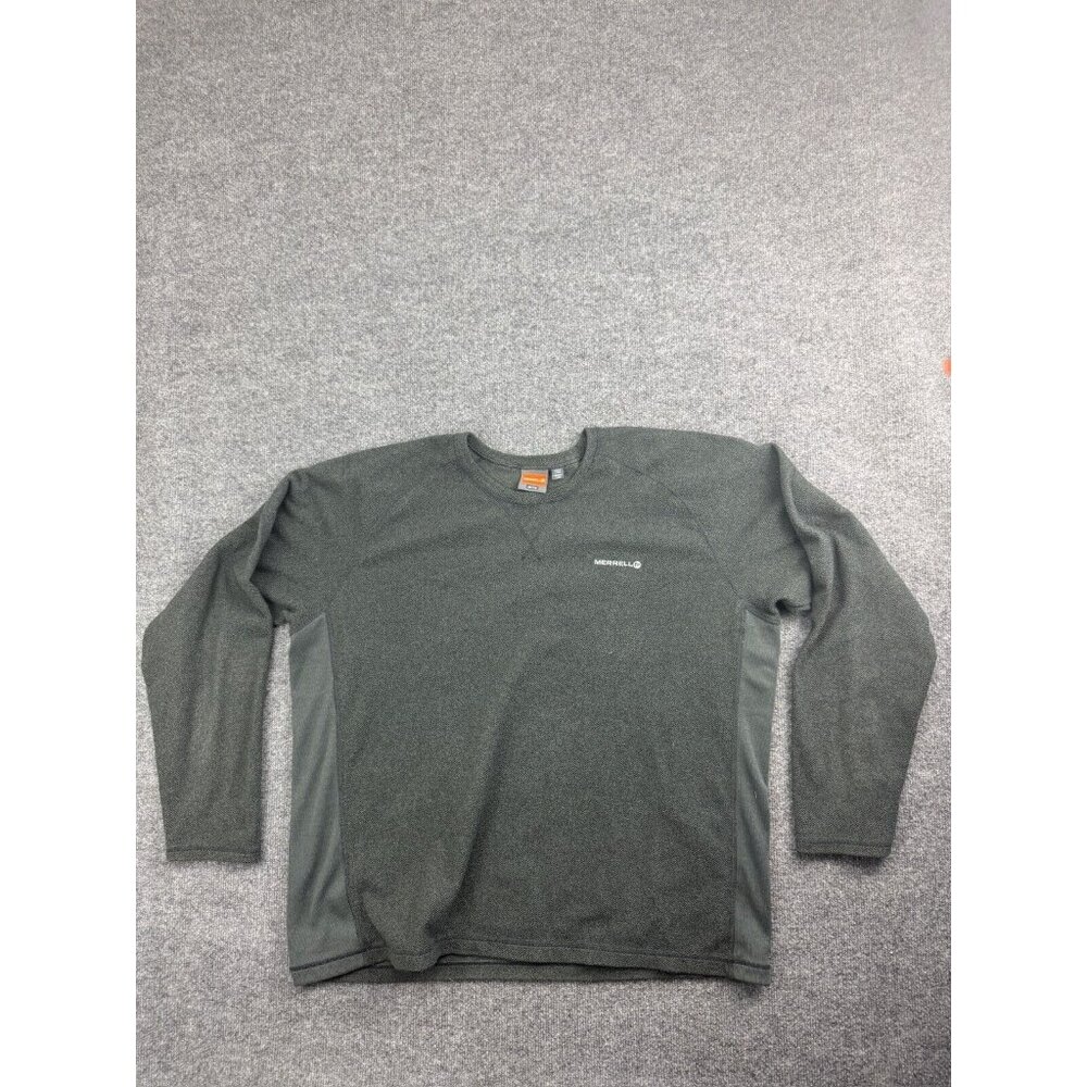 Merrell Sweater Men's XXL Gray Fleece Pullover Crew Neck Logo Outdoor Hiking‎